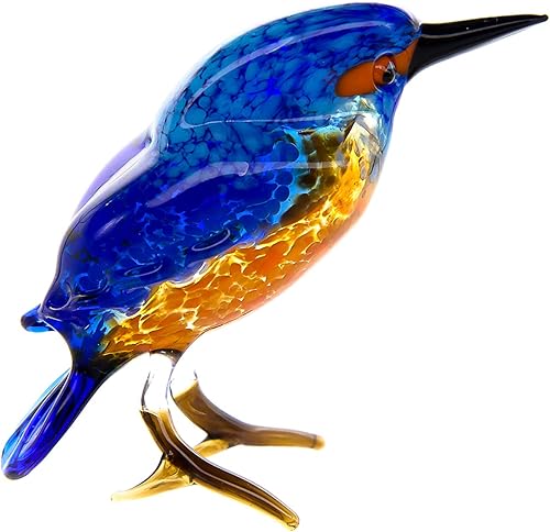 Miniatura 5 de Figura de pájaro soplado a mano, arte de cristal de Murano hecho a mano, colección de animales en miniatura, escultura soplada, adorno, figurilla,