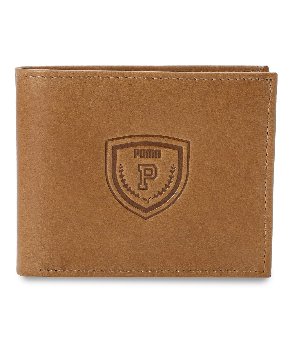 PUMA Unisex-Adult, Logo Leather Wallet V2, Desert Tan, (9178001)