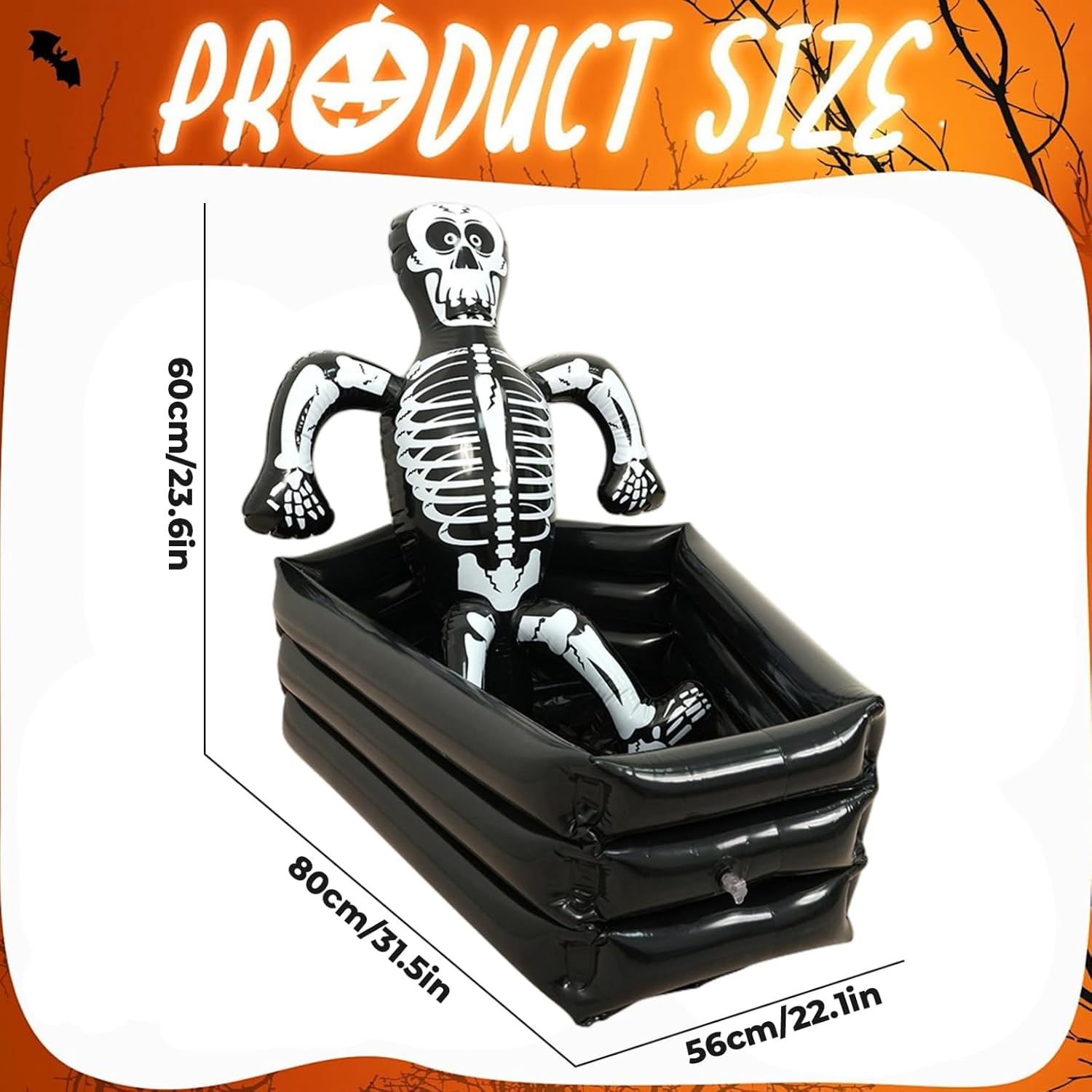 Inflatable Cooler - Black Skull PVC Ice Serving Bar for Parties