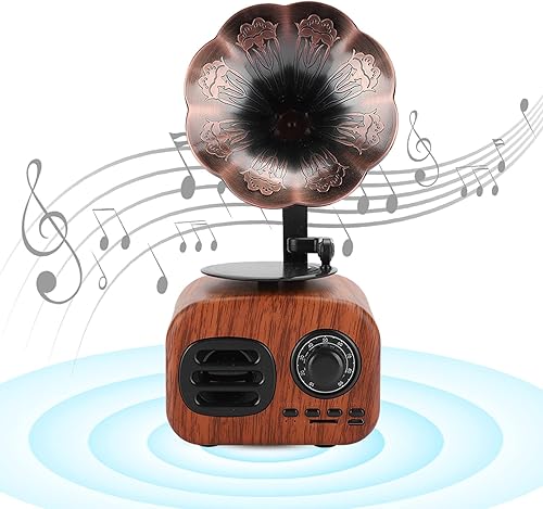 Miniatura 6 de Heayzoki Altavoz Bluetooth retro portátil de nogal Radio mini altavoz reproductor de música para computadora portátil de escritorio nogal
