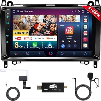8-Core 4+64GB 9 Inch Car Radio DAB& CarPlay for Mercedes A/B/V & Sprinter