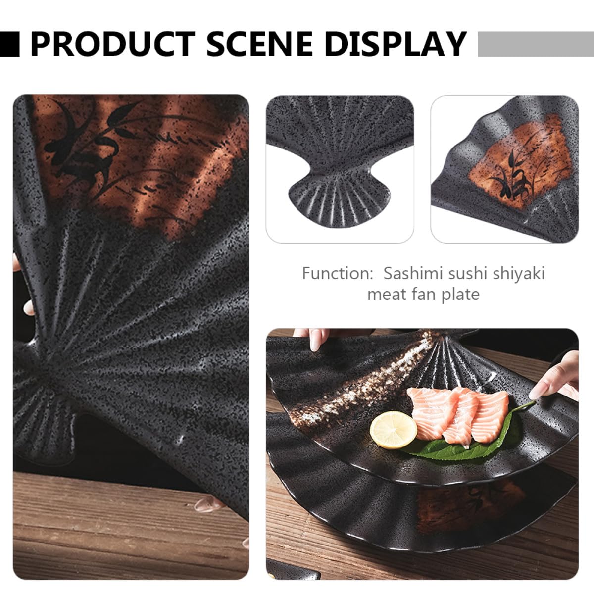 Uonlytech Japanischer Sektorförmiger Sushi Teller aus Keramik Gelb Servierplatte für Desserts und Kalte Speisen Geschirr für Zuhause und Restaurant