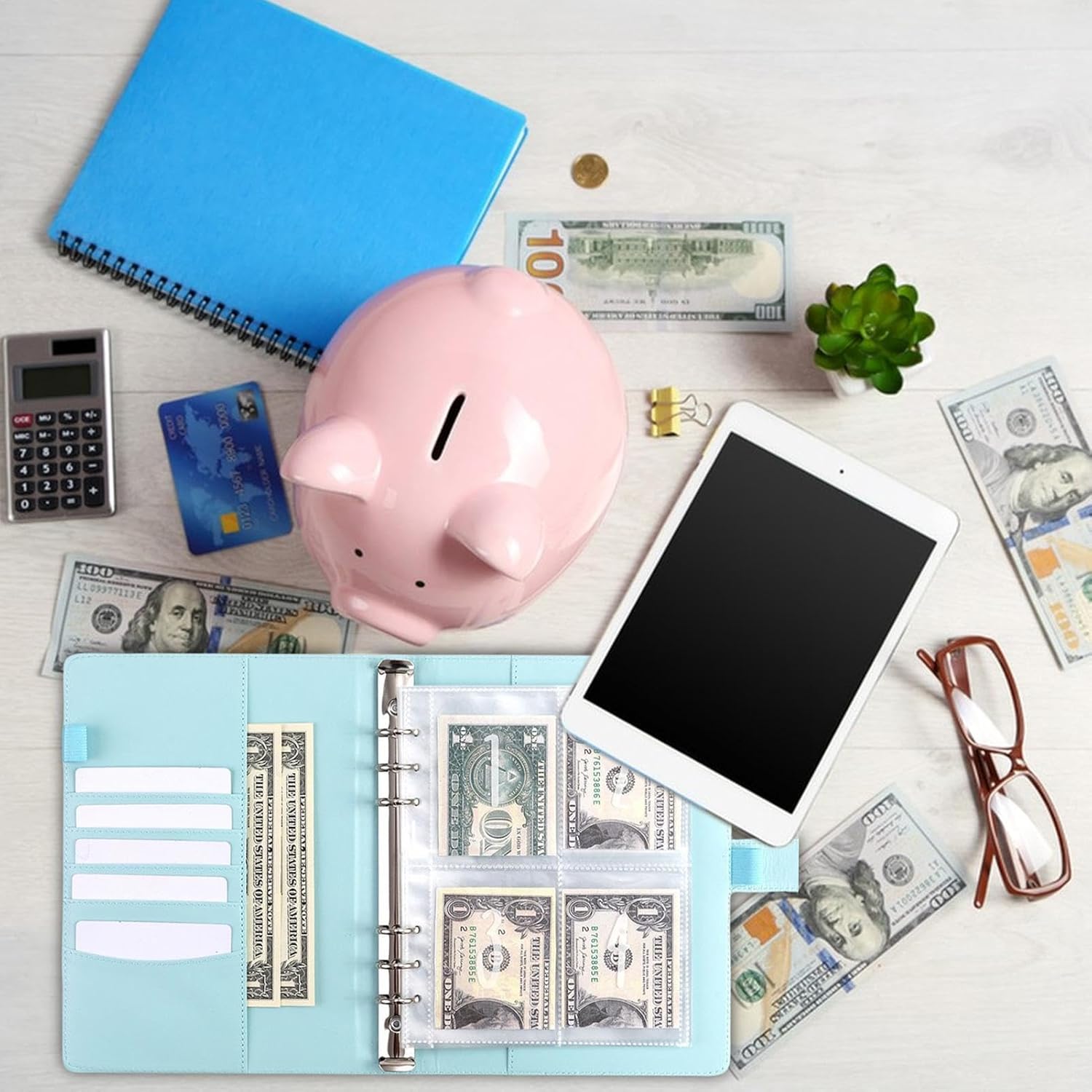 Budget Binder Book Set- 17.6cm X 23.5cm Portable 100 Envelope Challenge Binder| Multifunctional Savings Challenges Book Set| Envelope Challenge Binder Set for Saving Accessories and Persoon - Image 3