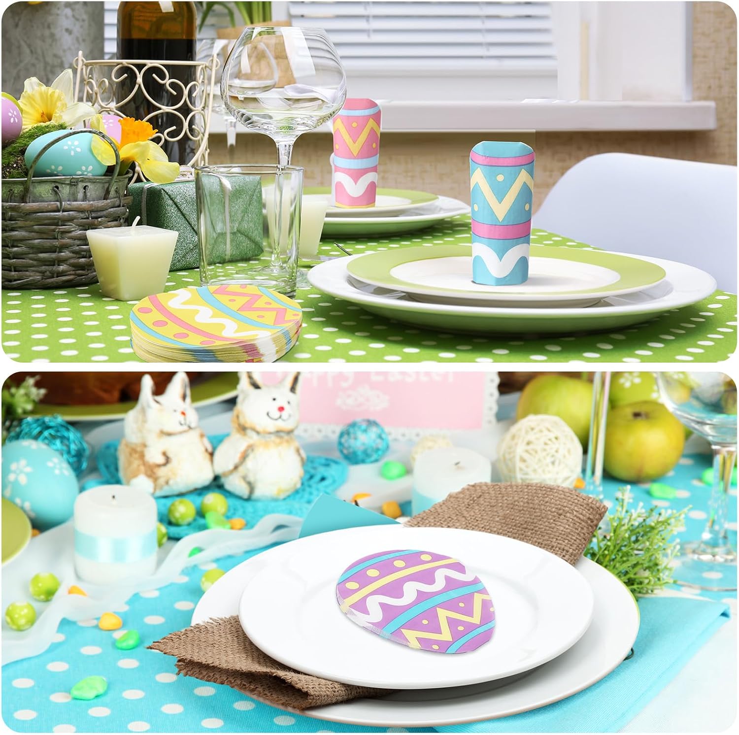 Nuanchu 200 Pcs Disposable Easter Napkins Paper Easter Egg Napkins Bulk for Cocktail Guest Bathroom Paper Guest Towels Colorful Egg Cocktail Dinner Towels for Kids Kitchen Holiday Party Supplies Decor