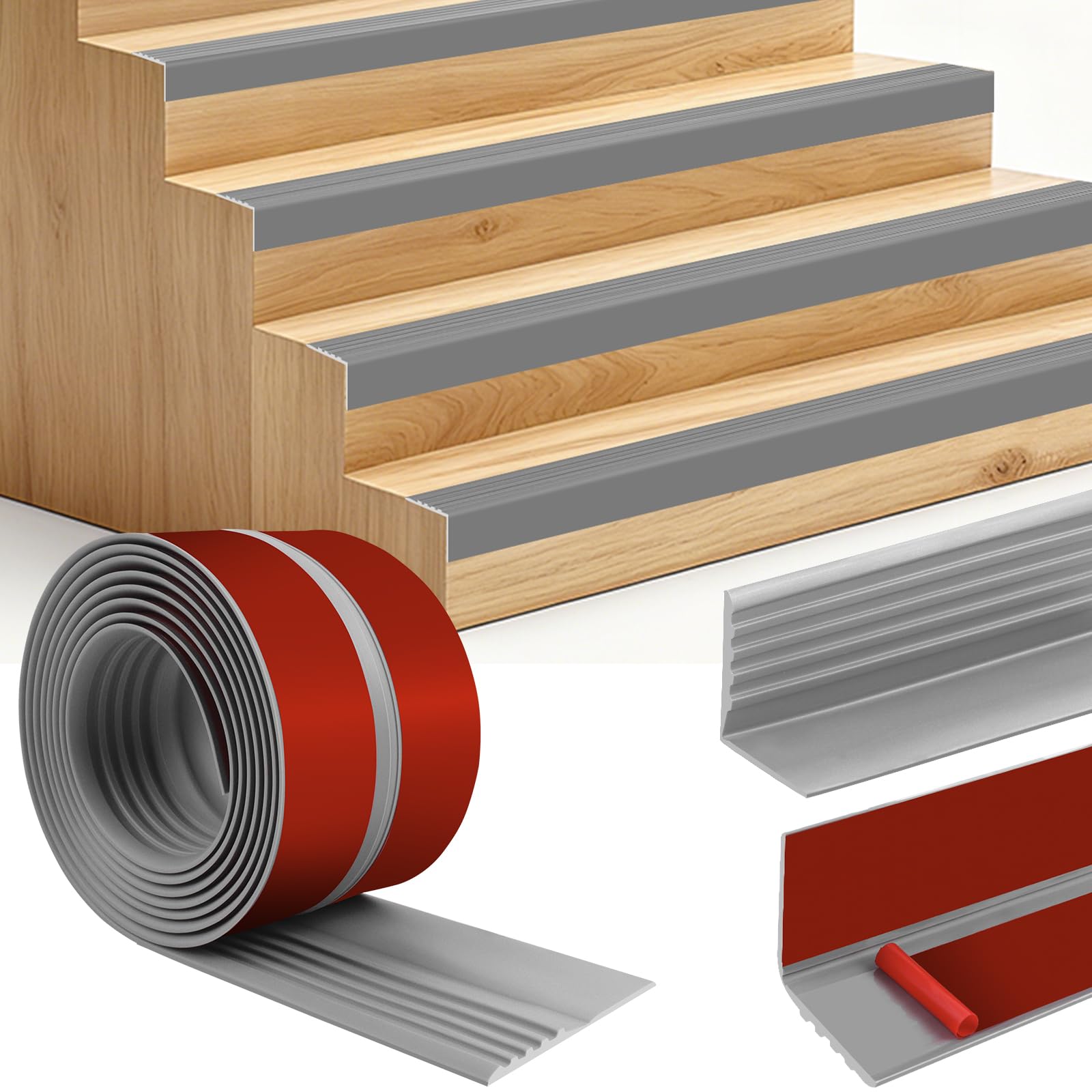 Traprandprofiel zelfklevend trappen randbescherming antislip traprandprofiel flexibel traprandprofiel vinyl hoekprofiel (1 m, 50 x 25 mm, zwart