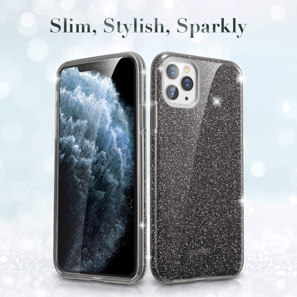 ESR Glitter Case Compatible for iPhone 11 Pro Max Case, Glitter Sparkle Bling Case [Three Layer] for Women [Supports Wireless Charging] for iPhone 11 Pro Max (2019 Release), Black