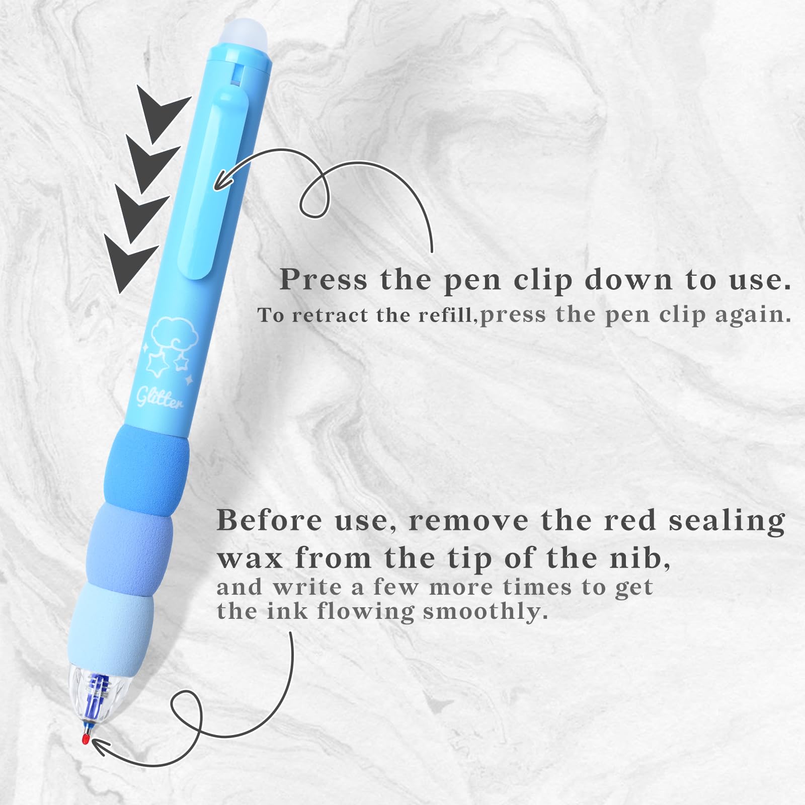 Temiary 18 penne gel cancellabili retrattili estetiche, fanno scomparire gli errori, 8 penne e 10 ricariche, penna per scrittura liscia a cartoni animati, penna a inchiostro nero e blu da 0,5 mm,