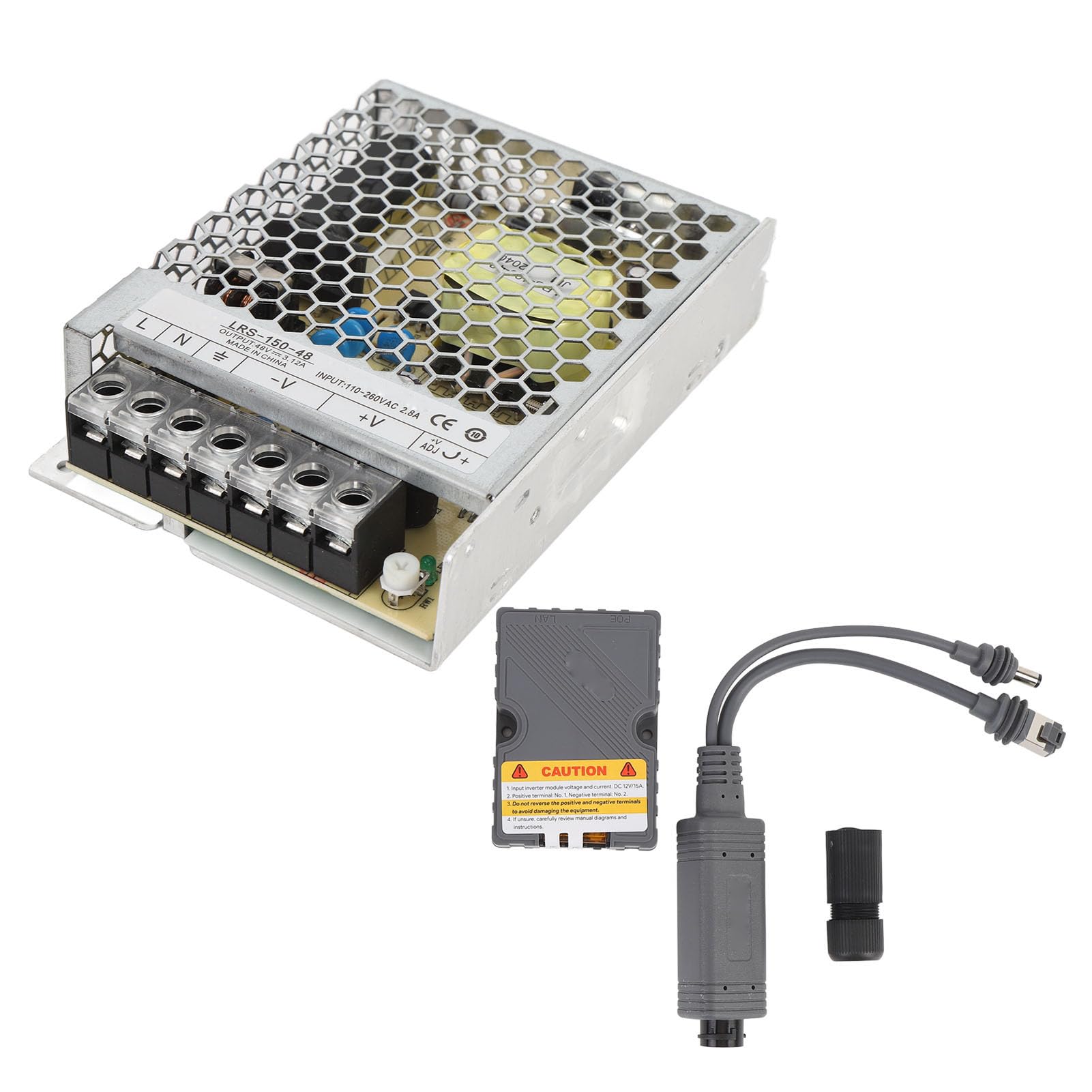 Aramox Adattatore per Iniettore POE, Materiale ABS, Iniettore Power Ethernet da 150 W con Protezione da Cortocircuito, Ideale per Reti Gigabit Ethernet e Mini Sistemi
