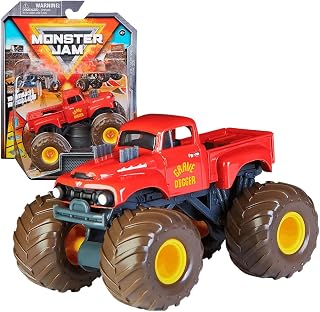 Sunny Brinquedos Monster Jam - 1:64 Single Packs - Grave Digger Red Primer Retro, Multicor