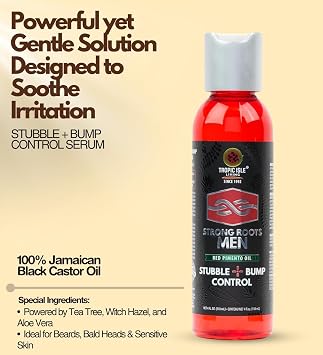 Tropic Isle Living Razor Bump 3x Strong Roots Men Stubble + Bump Control Therapy for Men, Stopper, Tendskin, Hair Bump Remover Solution Gift Set (3 Items)