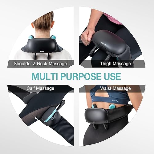 Miniatura 4 de Masajeador de cuello y hombros con calor, masaje Shiatsu 4D inalámbrico para amasar, almohada de masaje para cuello, espalda, pierna, regalos para