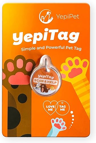 YepiTag: Etiqueta inteligente para mascotas, Etiqueta de identificación duradera para perros y gatos, Enlace QR a perfil en línea personalizado y