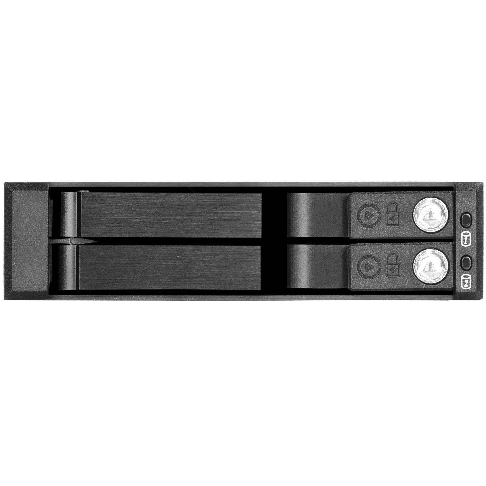 SilverStone SST-FS202B – aluminiowa taca bez tacy przenośna płyta montażowa / wewnętrzna obudowa dysku twardego do 2 x 2,5 cala SAS/SATA HDD lub SSD, pasuje do każdej kieszeni na dysk 3,5 cala, z zamkiem, czarna