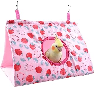 Parakeet Nest, Cold Protection Hammock, Bird House with Soft Plush Interior, Hanging Warm Bed with Hook Strap, Winter Nest for Cage Accessories Parakeet Parrot Conure Cockatiels Canary