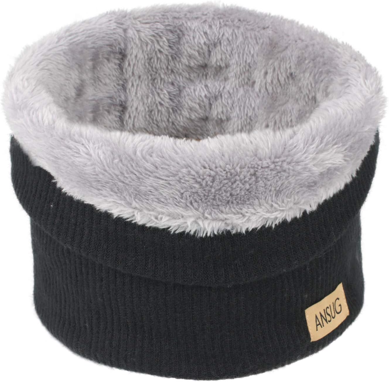Unisex Knitted Scarf, ANSUG Superย Softย Woolenย Neckย Warmer Loop Infinity Fur Neckerchief for Women and Men