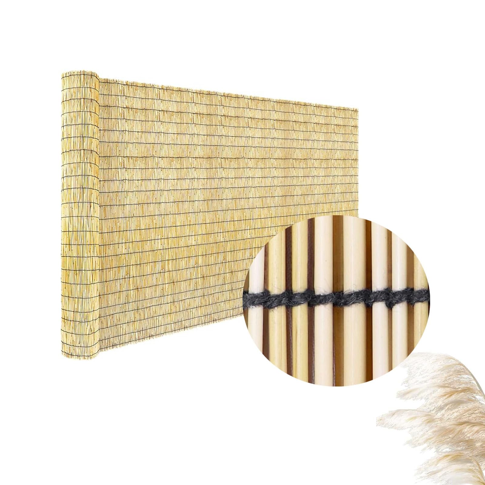 Valla Cañizo Natural De Bambú Divisor De Valla,Cañizo De Bambu Pelado De Privacidad Parasol Impermeable,Rollo De Caña para Valla Respetuoso del Medio Ambiente,para Jardín, Villa(180 x 600 cm (H x B))