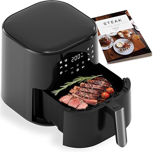 QIDO Freidora de aire 8 en 1 con capacidad de 5 cuartos de galón, calentamiento de precisión de 180 a 450 F, freír con aire, asar, recalentar,