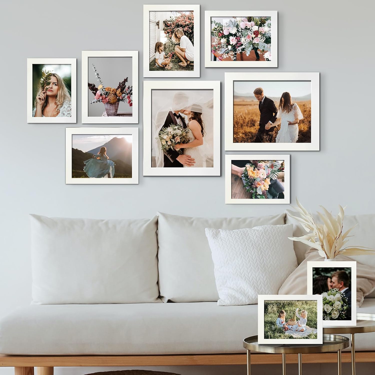 LUCKYLIFE Picture Frame Set 10-Pack, Gallery Wall Frame Collage with 8x10 5x7 4x6 Frames in White Finishes - Image 6