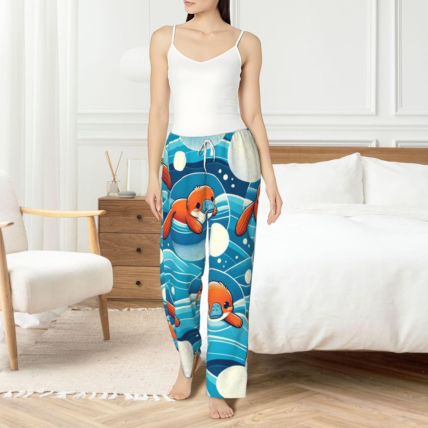 Women'S Cute-Platypuses Fleece Pajama Pants, Cozy Flannel Lounge Bottoms For Women