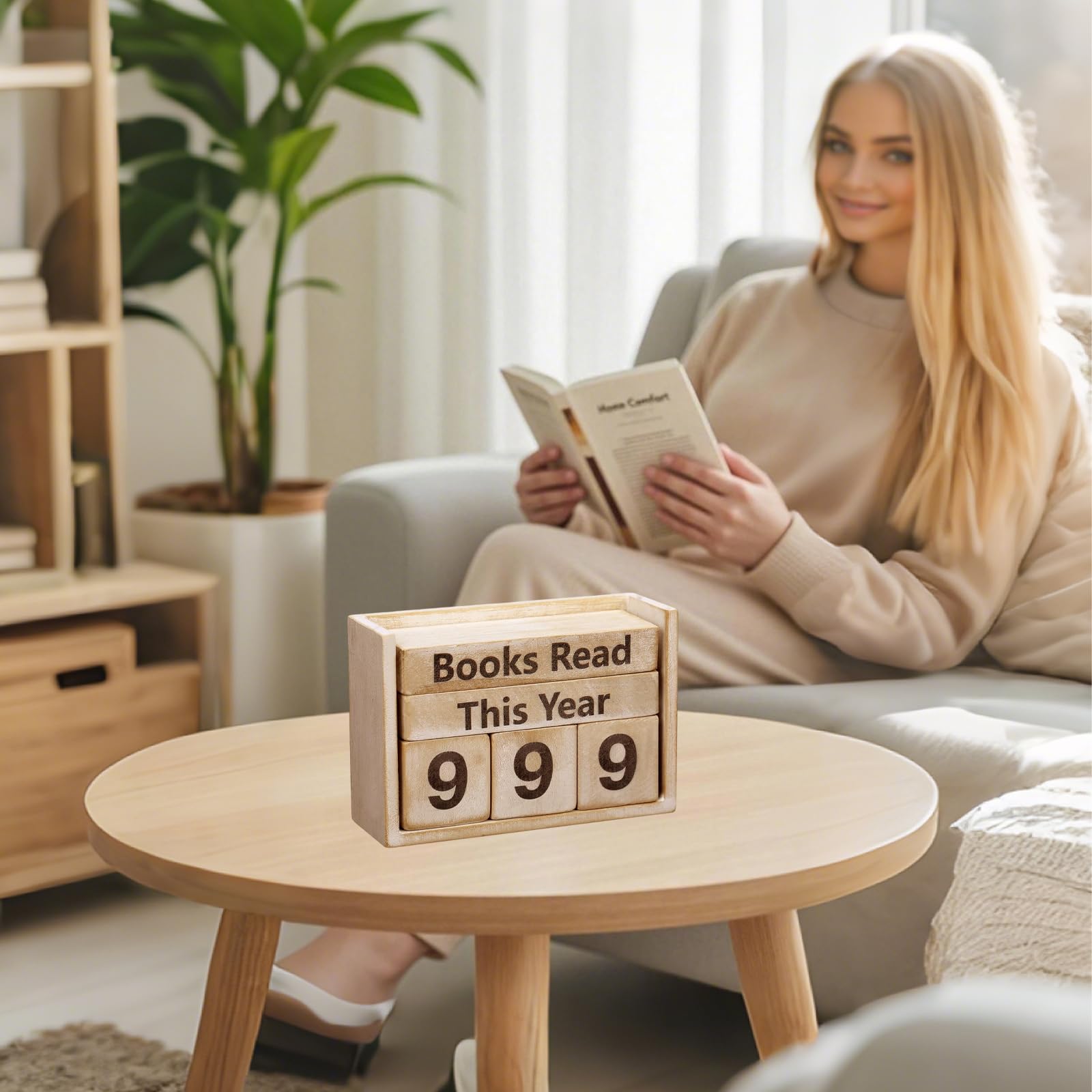 Compteur de Livres Lus, Boîtier en Bois Rétro jusqu‘à 999 Livres, Compteur de Lecture Décoratif avec Boîte de Rangement, Idée Cadeau pour Amoureux des Livres, Bibliophiles et Clubs de Lecture