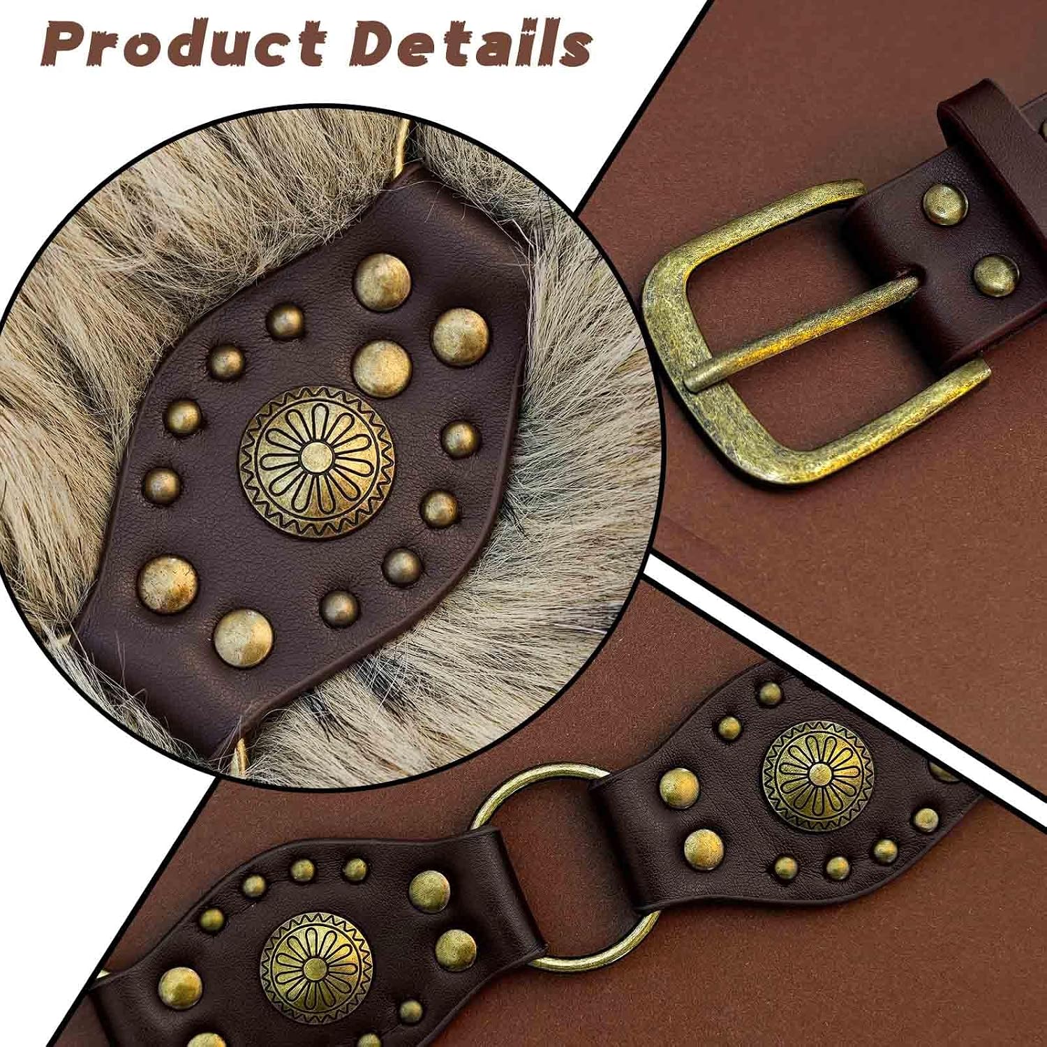 Faux Fur Belt Women Plus Size Y2K Brown Cheetah Festival Belts for Viking image 3