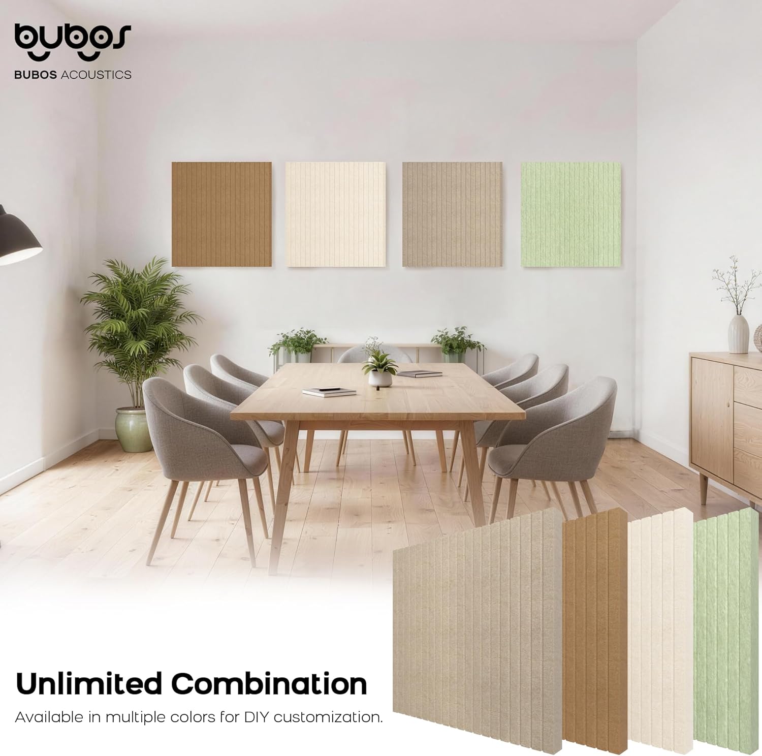 BUBOS Acoustic Wall Panels, 2-Pack 23.6 x 23.6 x 2 Inch Decorative Soundproof Panels, Dual-Mount Noise Reduction Wall Decor for Studio, Office & Home Theater (Sona Block Camel, 23.6 * 23.6 Inches)