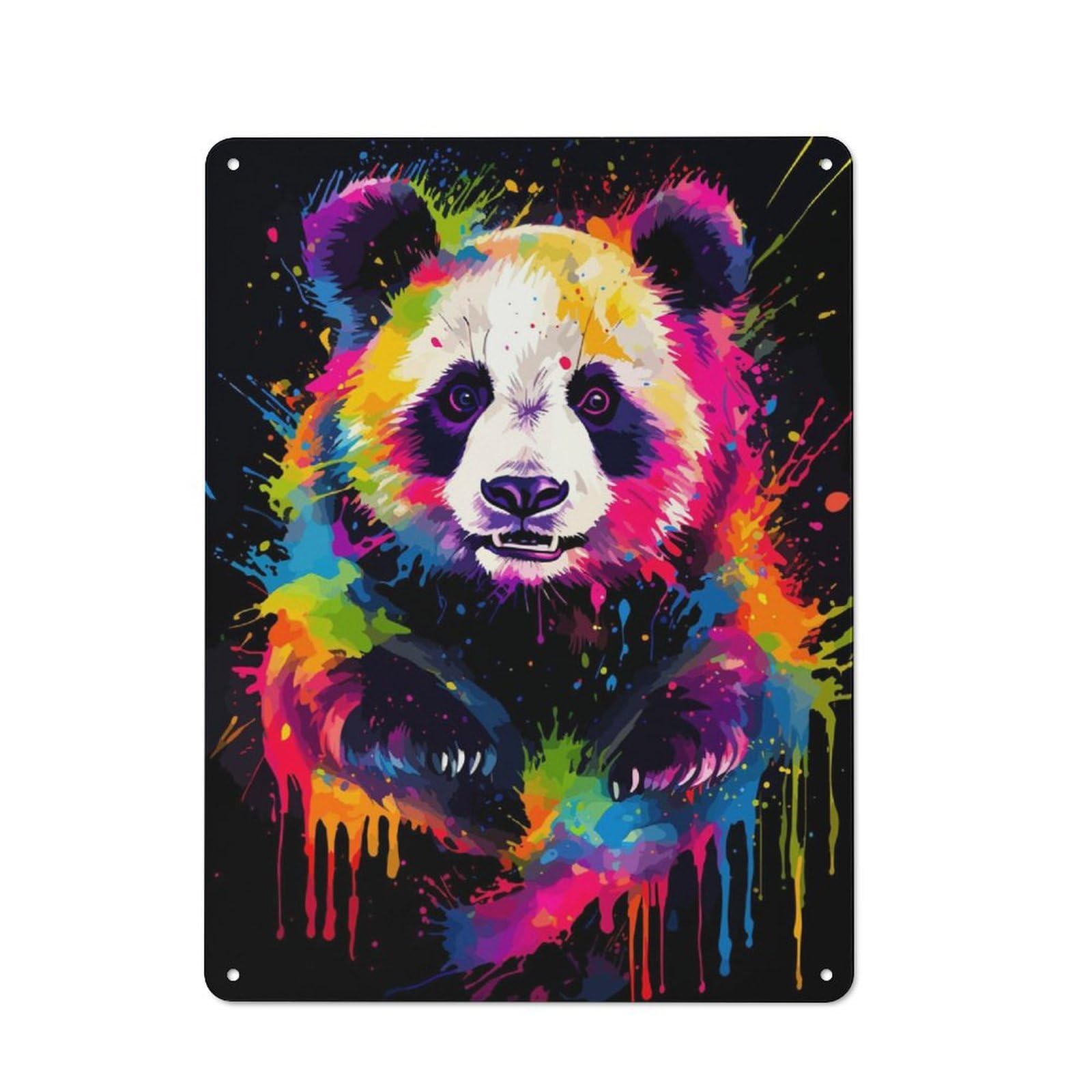 Junmoney Panda Painting Retro Tin Wall Plaque 40X30cm Featuring For Pub Or Café, New-Space Wall Decor For Pub Decor Enthusiasts