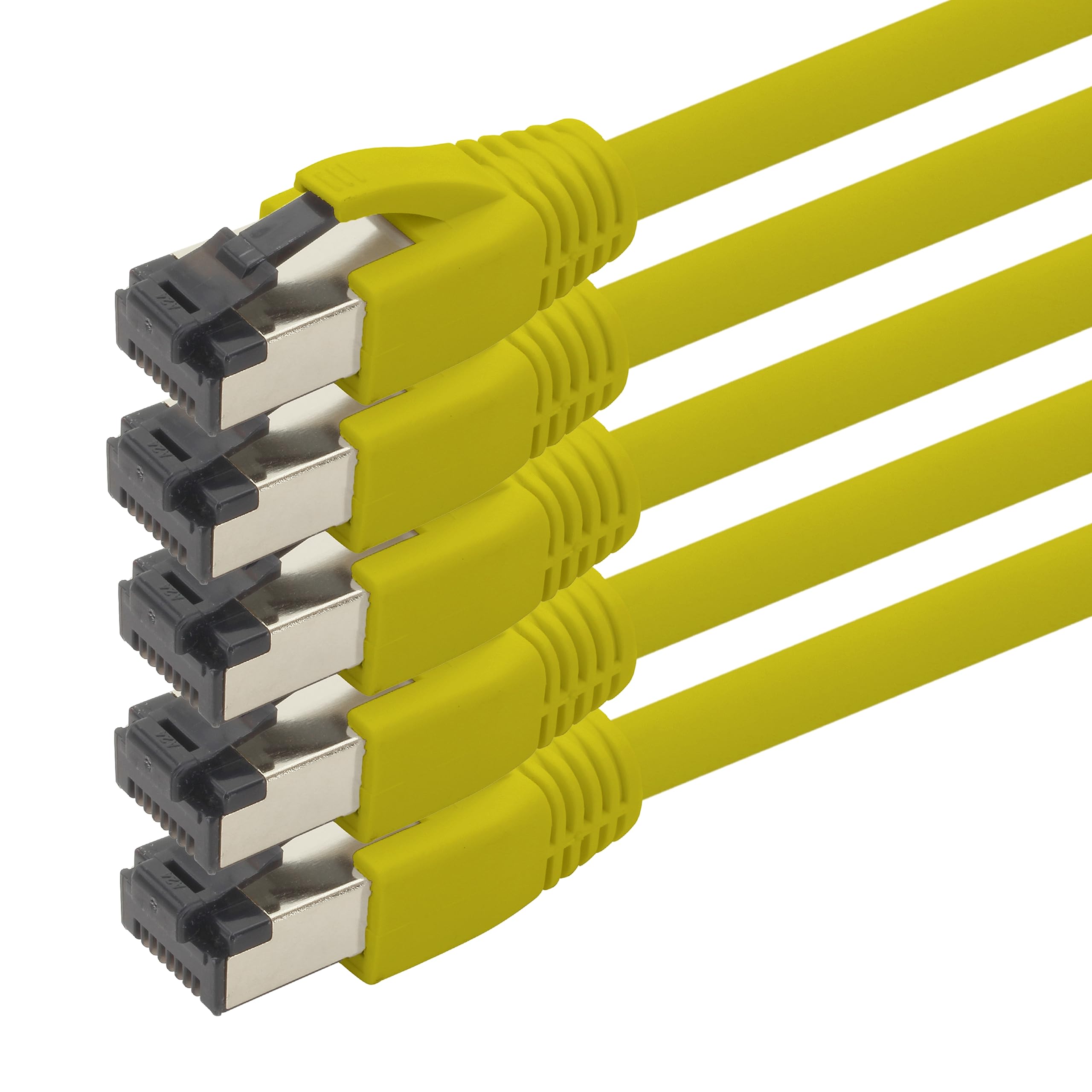 1aTTack.de 0.5m Cat 8 network cable CAT8 cable yellow - pack of 5 Cat.8 Lan 2000 MHz 40 Gbit s 40GBase-T Poe+ patch cable Ethernet cable LSZH - 5 x 0.5 meter yellow
