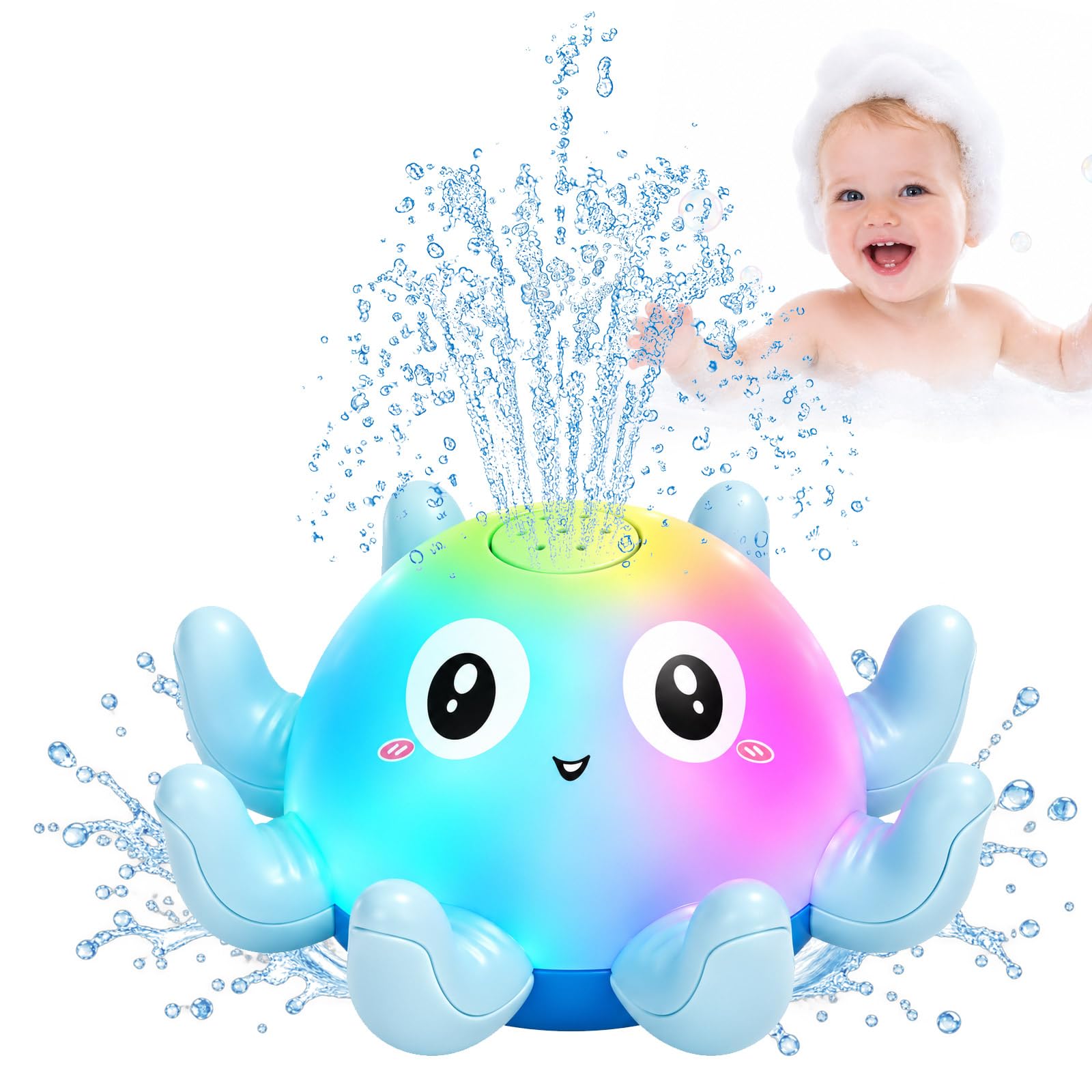 Vanixio Baby Bath Toys, Octopus Light Up Bath Toys, Spray Water Toy
