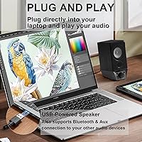 Vista 6 de Edifier Altavoces de computadora con Bluetooth 5.3 para escritorio, laptop, Mac, monitor, sistema de altavoces de PC alimentado por USB 2.0, graves