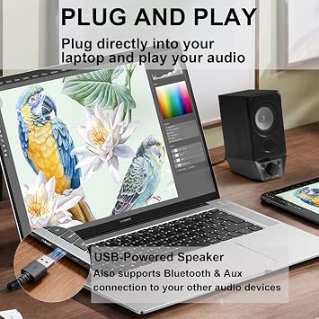 Edifier Computer Speakers with Bluetooth 5.3 for Desktop / Laptop / Mac / Monitor, 2.0 USB Powered PC Speaker System, Deep Bass, Balanced Stereo, 3.5mm Aux-In Plug and Play