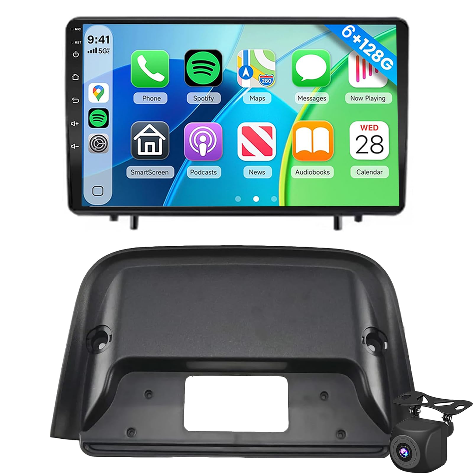 Radio Samochodowe Android 15 Do Hyundai Casper 2021-2023 9-calowy Ekran Dotykowy CarPlay Android Auto Mirror Link Double Din Z Bluetooth Nawigacją GPS HiFi WiFi FM SWC Kamerą Cofani(Color:4G 8G+128G)
