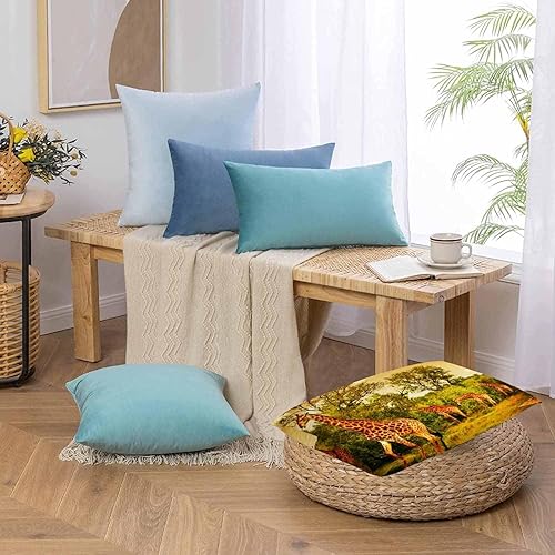 Miniatura 5 de AOYEGO Funda de almohada de jirafas sudafricanas, gran familia, animales salvajes, safari, hermosa naturaleza, fundas de cojín decorativas para