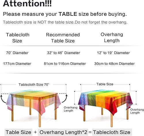 Miniatura 6 de VVA Mantel cuadrado de poliéster, reutilizable, resistente a las manchas, a las arrugas, lavable, de poliéster, diseño a cuadros, colorido estilo