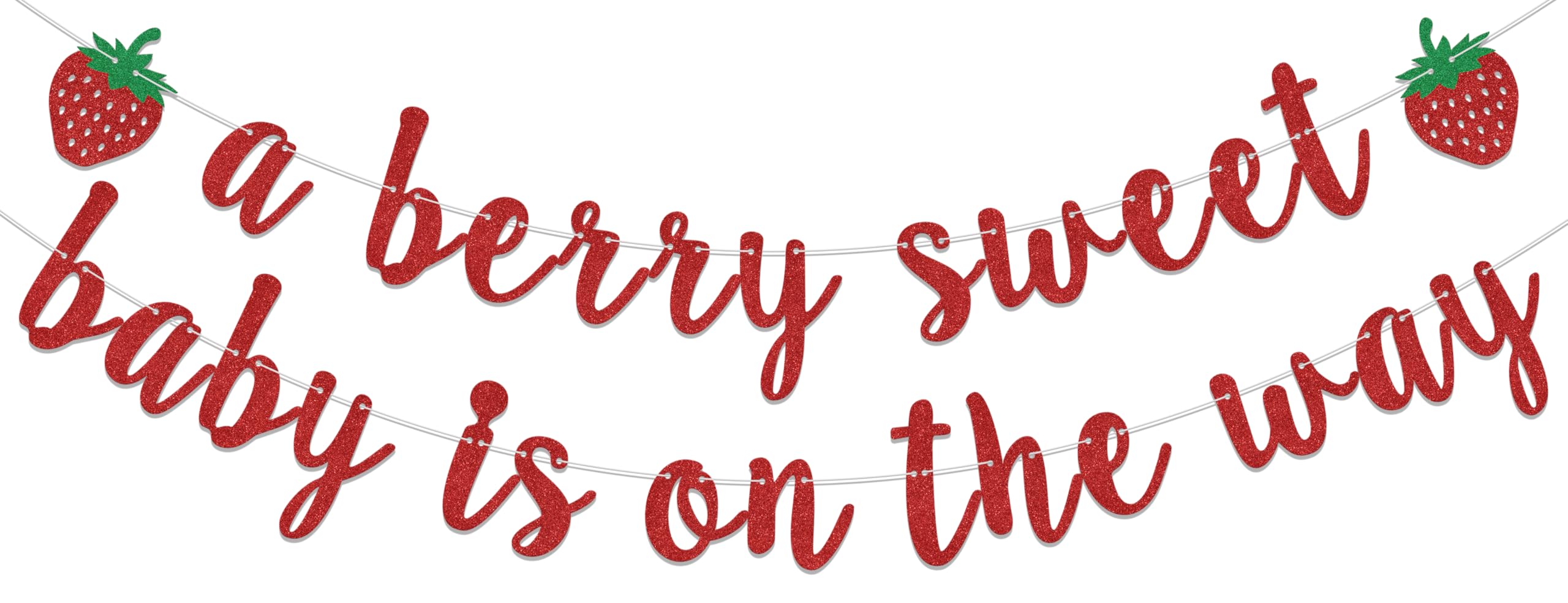A Berry Sweet Baby is On The Way Banner, Berry Sweet Baby Shower Decorations, Gender Reveal Party Decor Supplies, Funny Baby Shower Decorations for Girl Red & Green