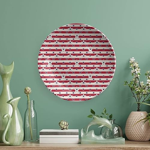 Miniatura 5 de LIGUTARS Platos decorativos, adorno con estampado de Estados Unidos, patrón patriótico Love My Country American Federal, 6 pulgadas, decoración de