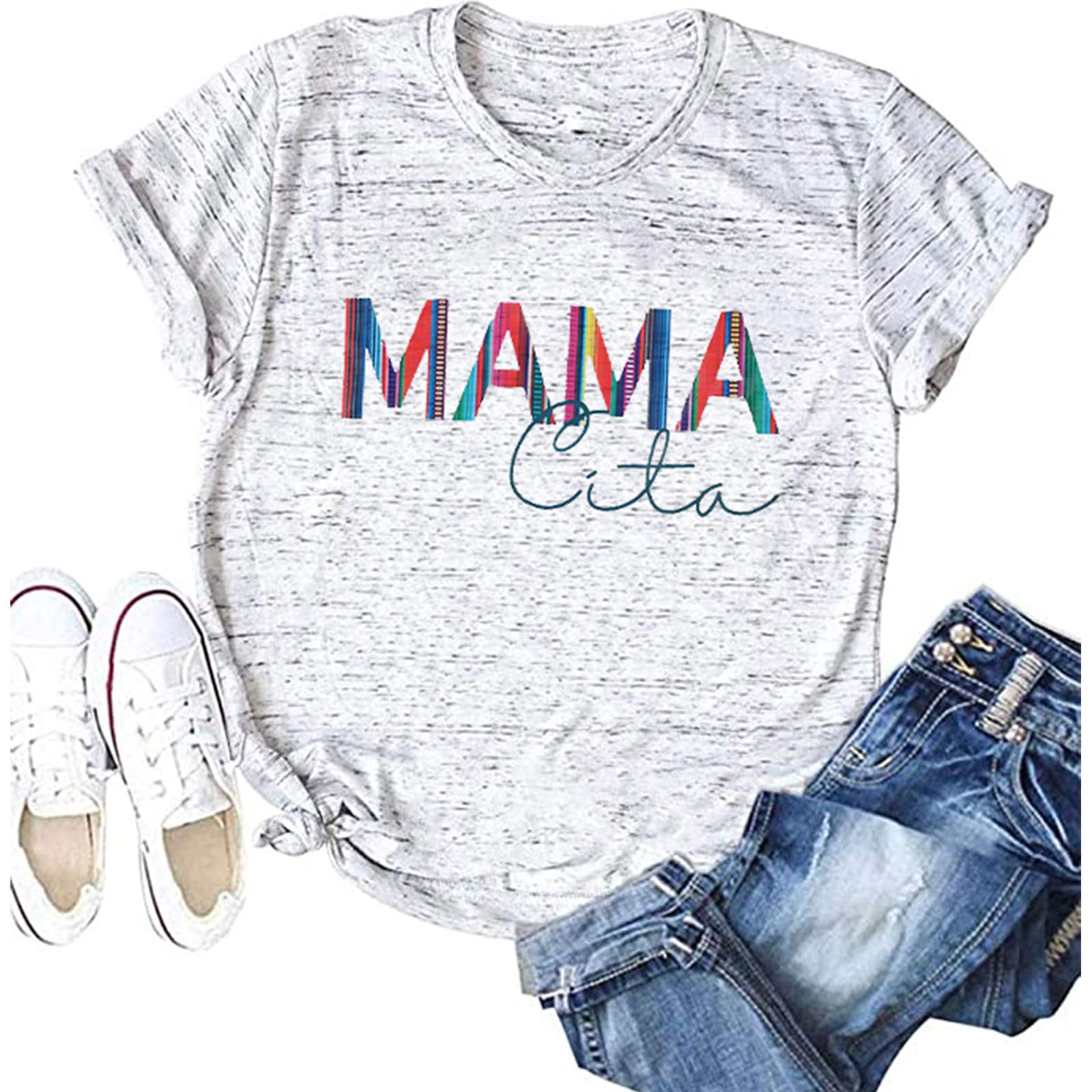 JINTINGJINTING Mamacita Shirt Women Mama T-Shirt Mexican Cinco De Mayo Tee Shirt Funny Mother's Day Top