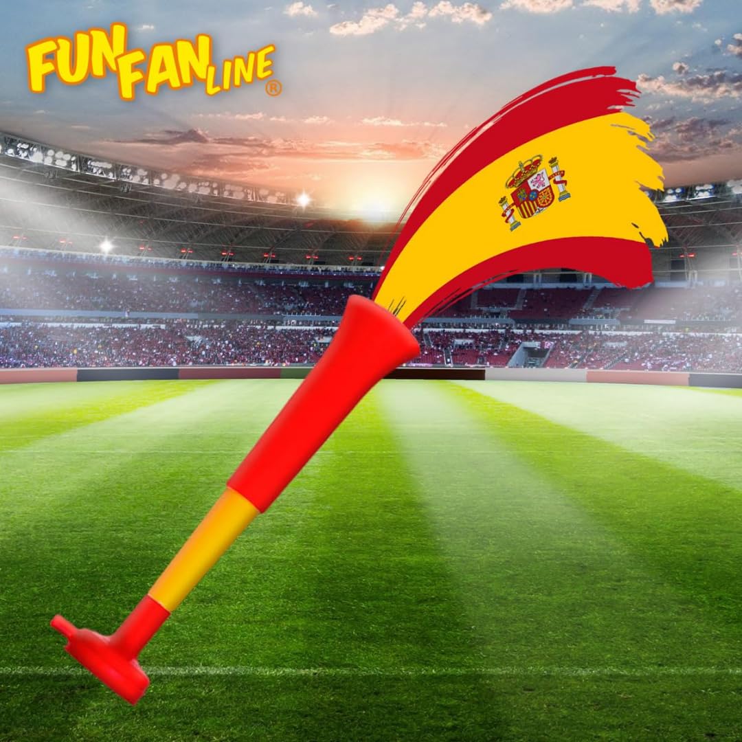 Confezione da 3 trombe in plastica Vuvuzela. Accessorio per Il Calcio e Le celebrazioni Sportive. Segnalatore Acustico per l'animazione.