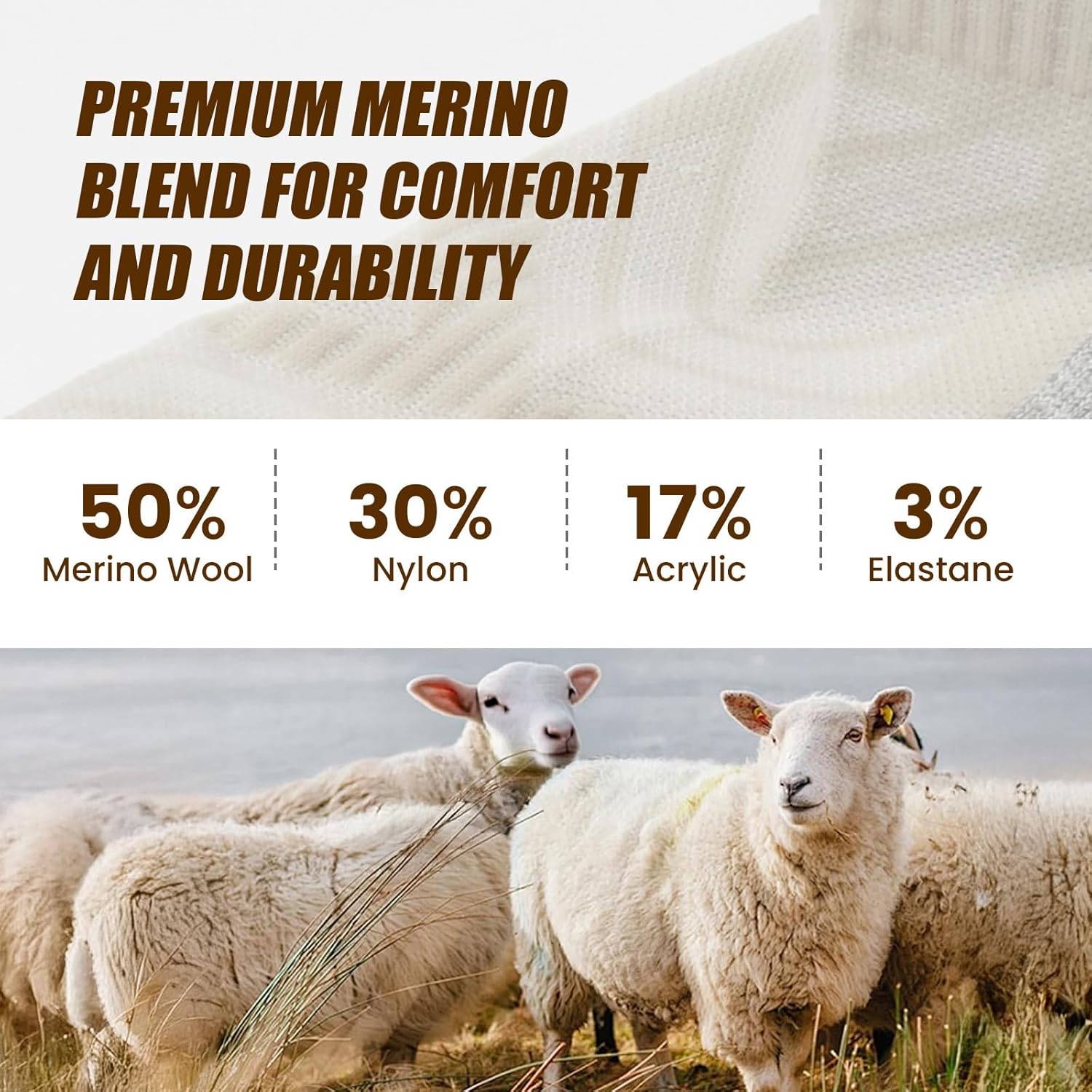 4 Pairs Merino Wool Ankle Running Hiking Socks Compression Support Breathable Thick Cushion No Show Socks for Men - Image 3