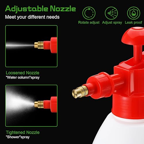 Miniatura 4 de Pulverizador manual de jardín de 27 onzas, pulverizador manual de jardín con boquilla de latón de seguridad ajustable, botella de agua a presión de