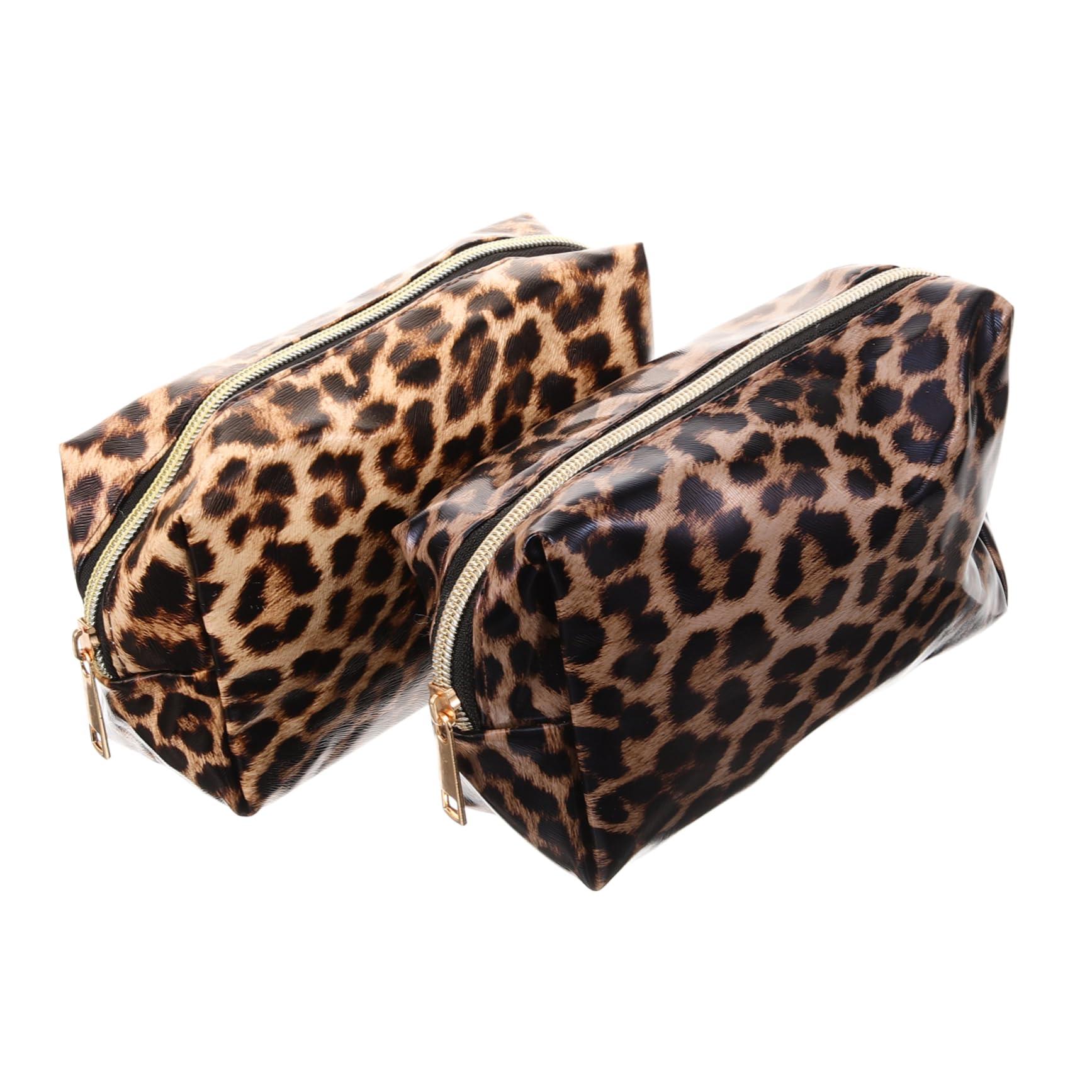 Healeved 6piezas Bolsa De Maquillaje Grande Leopard Pouch Neceser Cosmético Portátil De Capacidad para Cosméticos y Artículos De Aseo Diseño De Negro