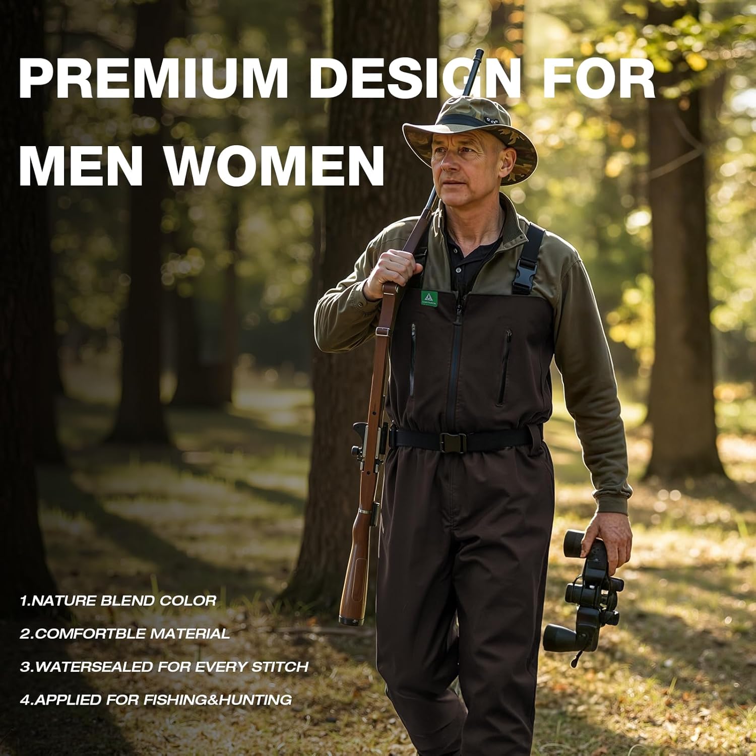 Ghosthorn Chest Waders for Men Women with Insulated Boots Nylon/PVC Waterproof Fishing Waders Bootfoot Duck Hunting Waders
