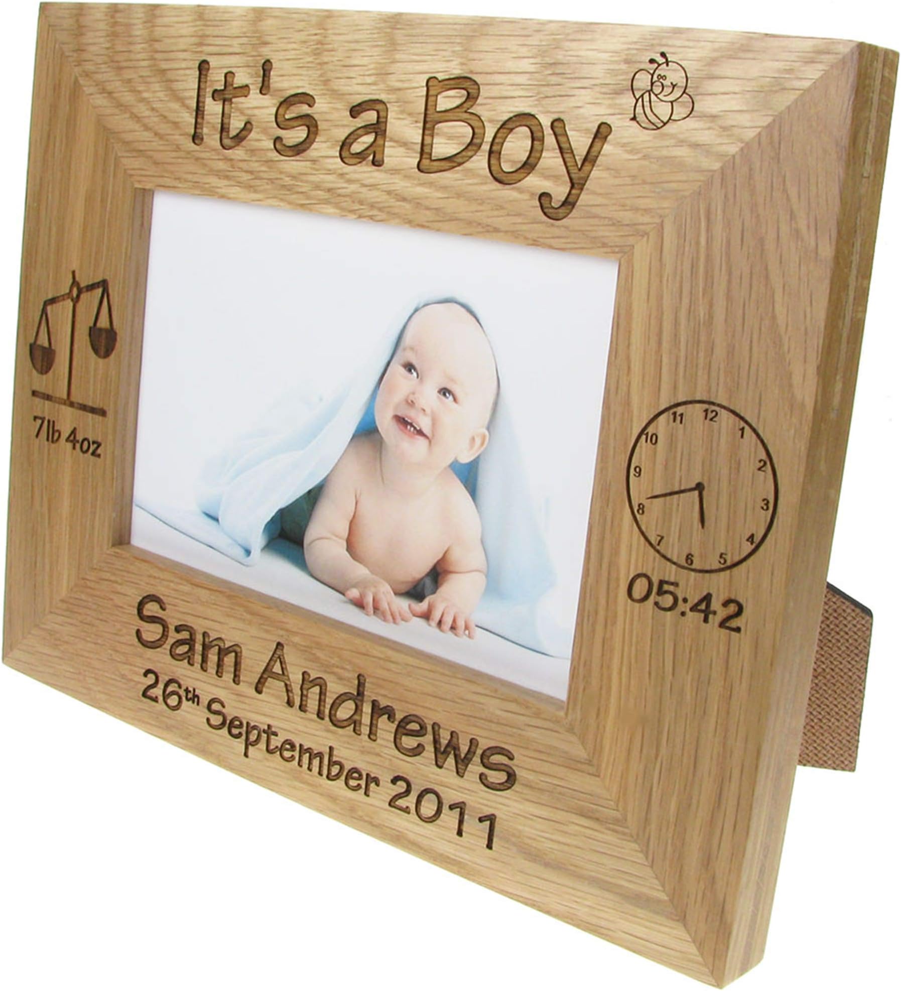 Newborn Baby Boy Gift Engraved Oak Photo Frame New Born Baby Gifts