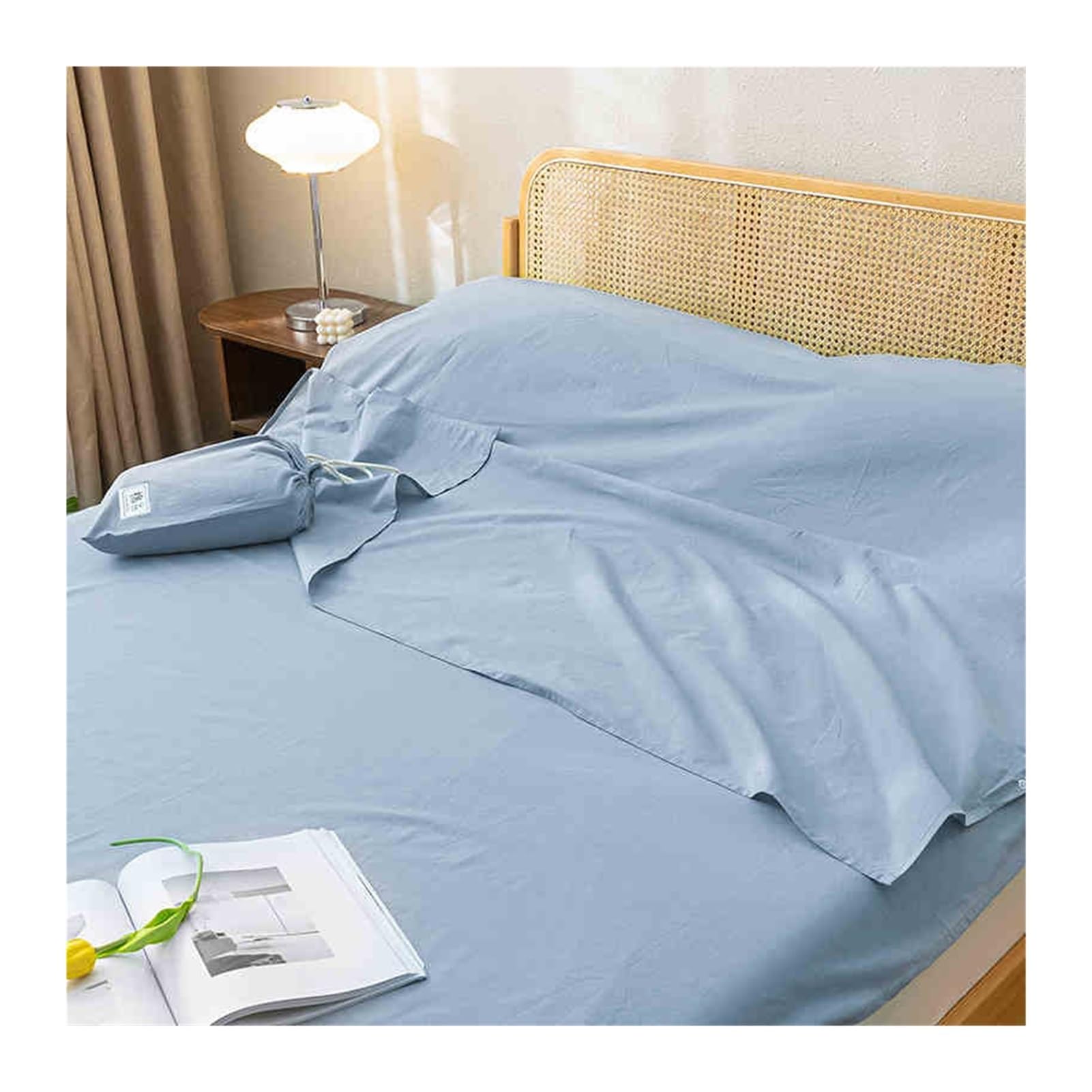 Sábana Saco de Dormir Algodón Individual Doble Saco Sábanas Ultraligero con Compartimiento de Almohada Agregado Sábana de Viaje Compacto