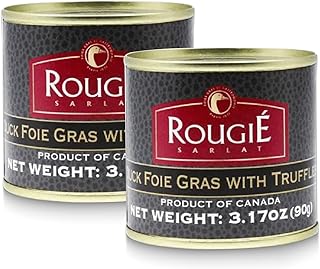 Rougie Duck Foie Gras with Truffles – 3.17 oz (90g), Ready-to-Serve French Gourmet Delicacy - Pack of 2