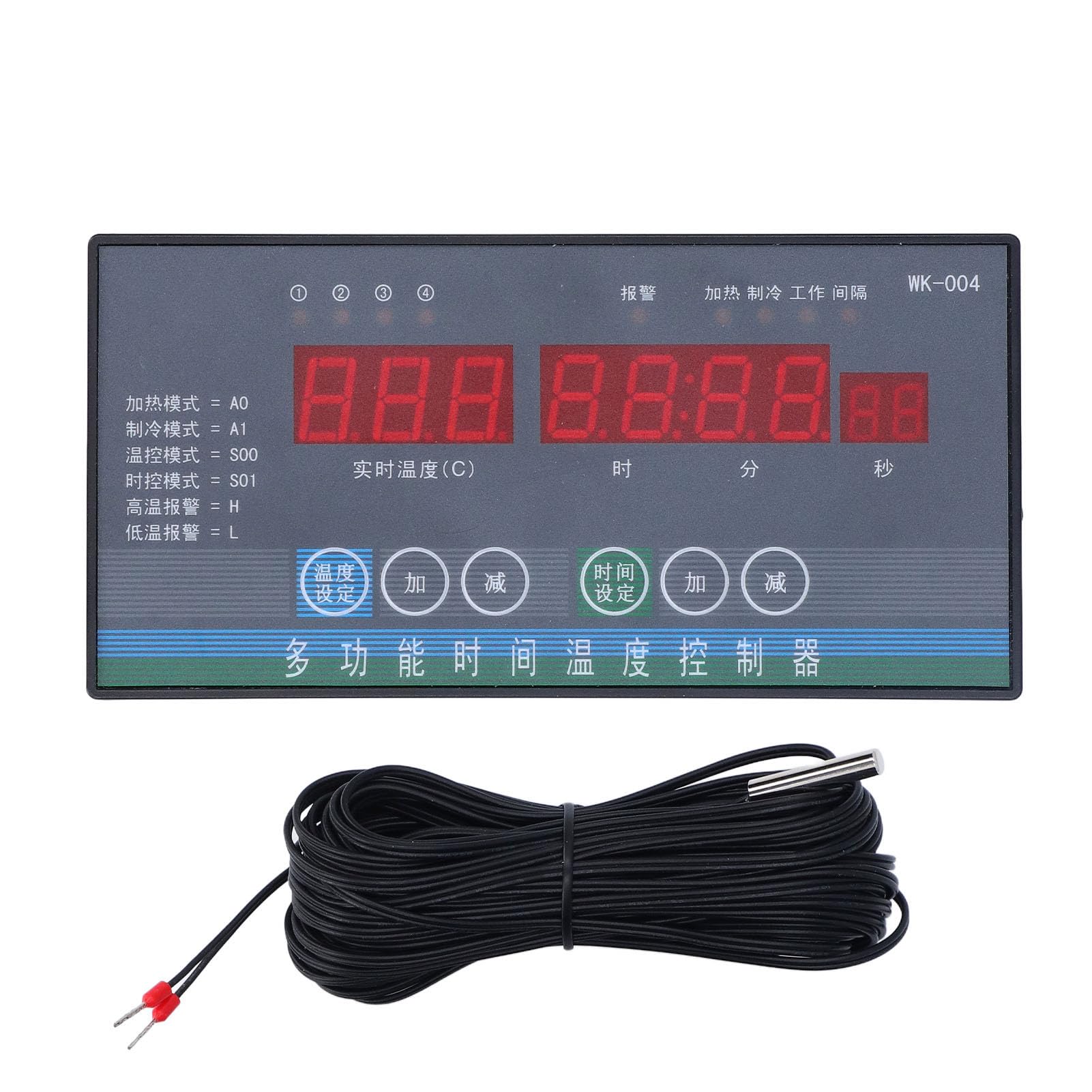 Aramox Regolatore Digitale della Temperatura, Regolatore Termostato ABS con 4 Uscite relè, Risoluzione Display 0,1°F, Allarme e Sonda per Pannelli Pompe Caldaie Agricole in Serra (con sonda da 10 m)