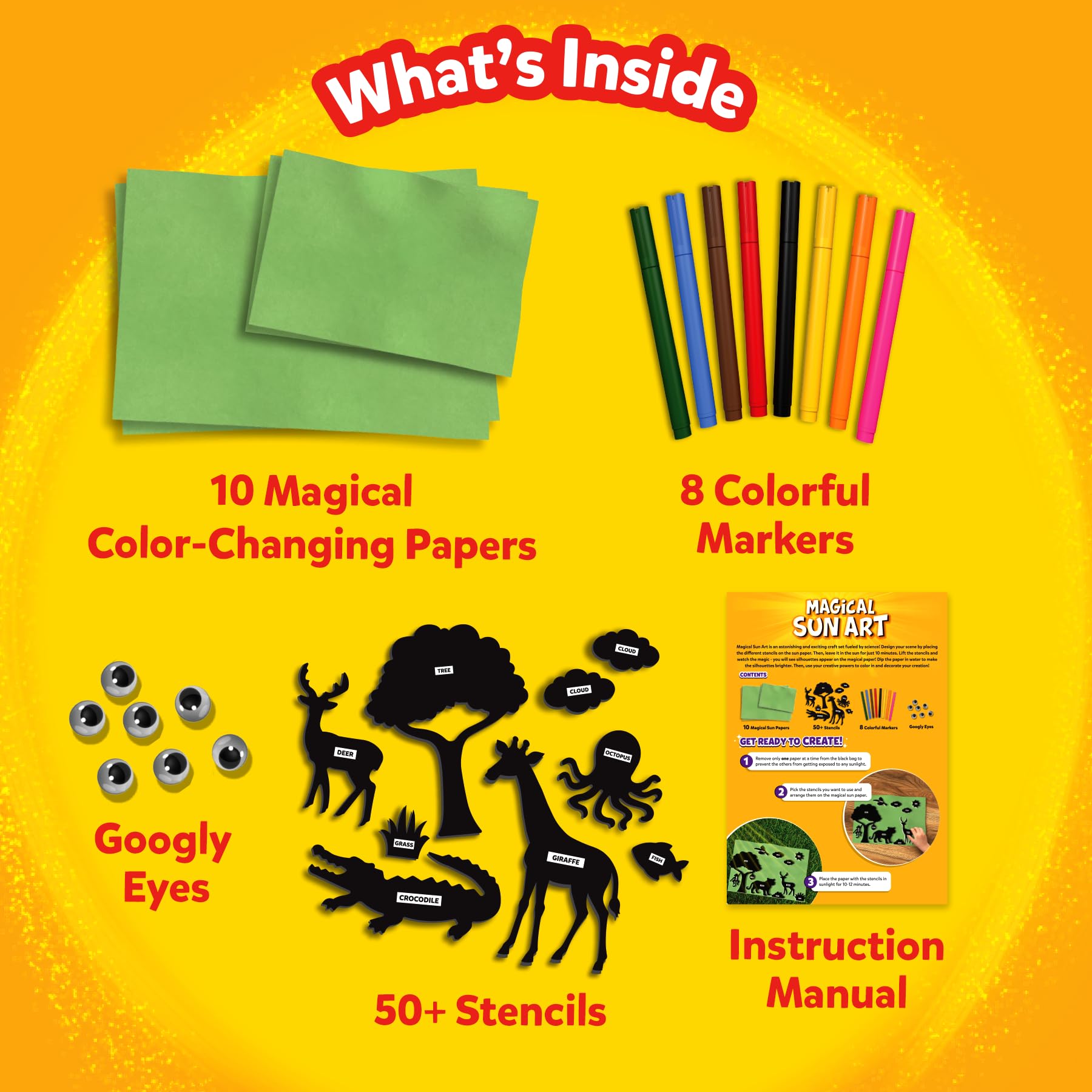 Skillmatics Sun Paper Art Kit, STEM Craft Kit for Kids with Decorative Paper Stencils & Markers, Create with Sunlight - Image 4