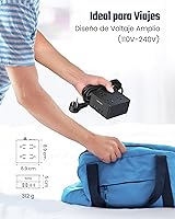 Vista 7 de SUPERDANNY - Regleta de alimentación de carga rápida de 35 W, cable de extensión de enchufe plano de 6 pies (13A/1625W) con 8 tomas anchas y 4 Negro