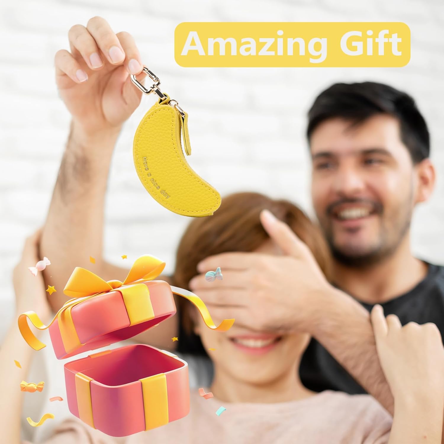 Cute Fruit Coin Purse Bag Charm,Mini Leather Coin Change Purse & Pouch Holder Keychain Charm for Handbag Tote Wallet Airtag Accessories,Kawaii Fruit Bag Charms for Girl Women Yellow Banana - Image 4