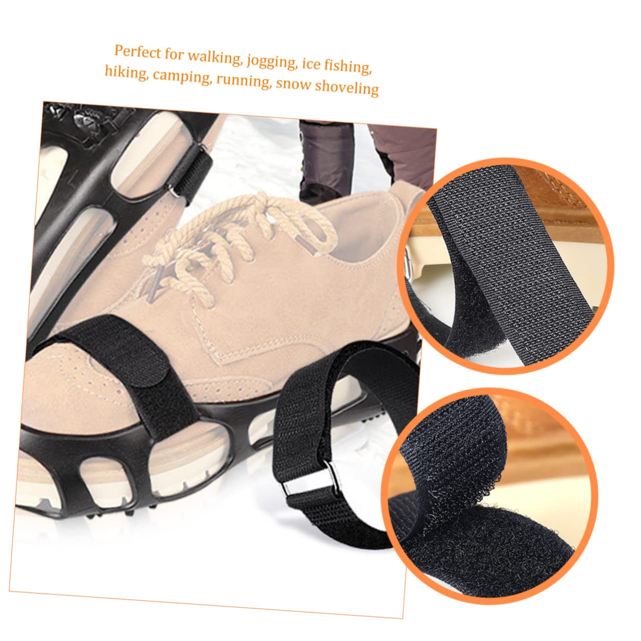 SHERCHPRY Fascette Antiscivolo Cinturino Su Tacchetti Da Ghiaccio Per Scarpe Cinturino Anti-copriscarpe Pinze Per Scarpe Da Ghiaccio Accessorio Per Scarpe Antiscivolo Metallo Black